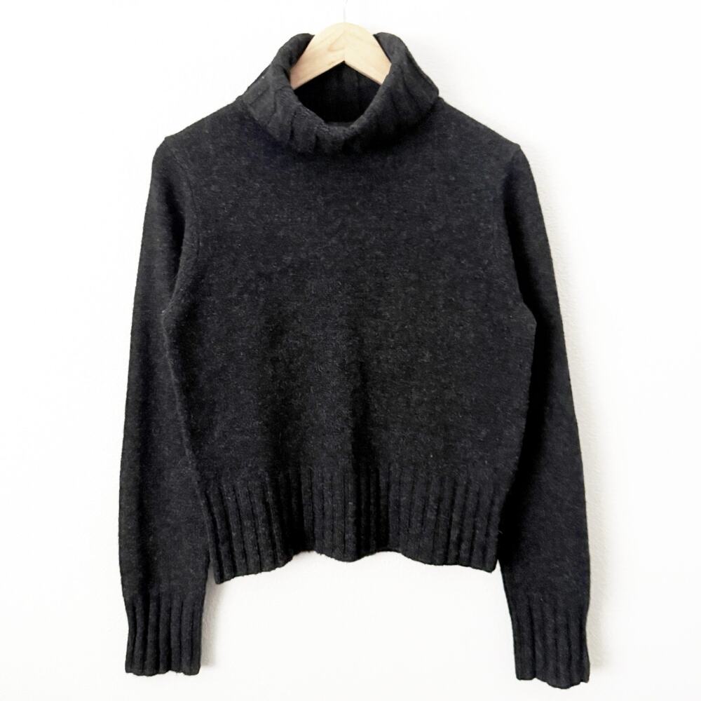 J. CREW | Vintage 100% Wool Thick Knot Turtleneck Sweater Gray | Size Medium